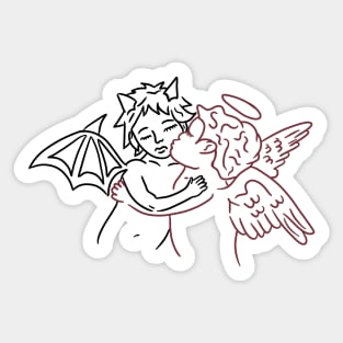 angel kissing devil Sticker